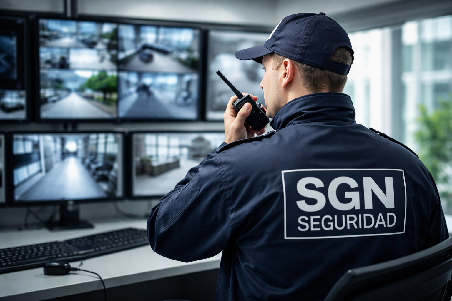 Guardia de seguridad en puesto de control